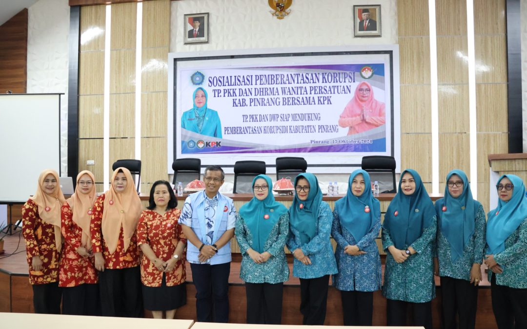 Pj. Ketua TP PKK Pinrang Buka Sosialisasi Pencegahan Tindak Korupsi untuk TP PKK dan DWP Kabupaten Pinrang