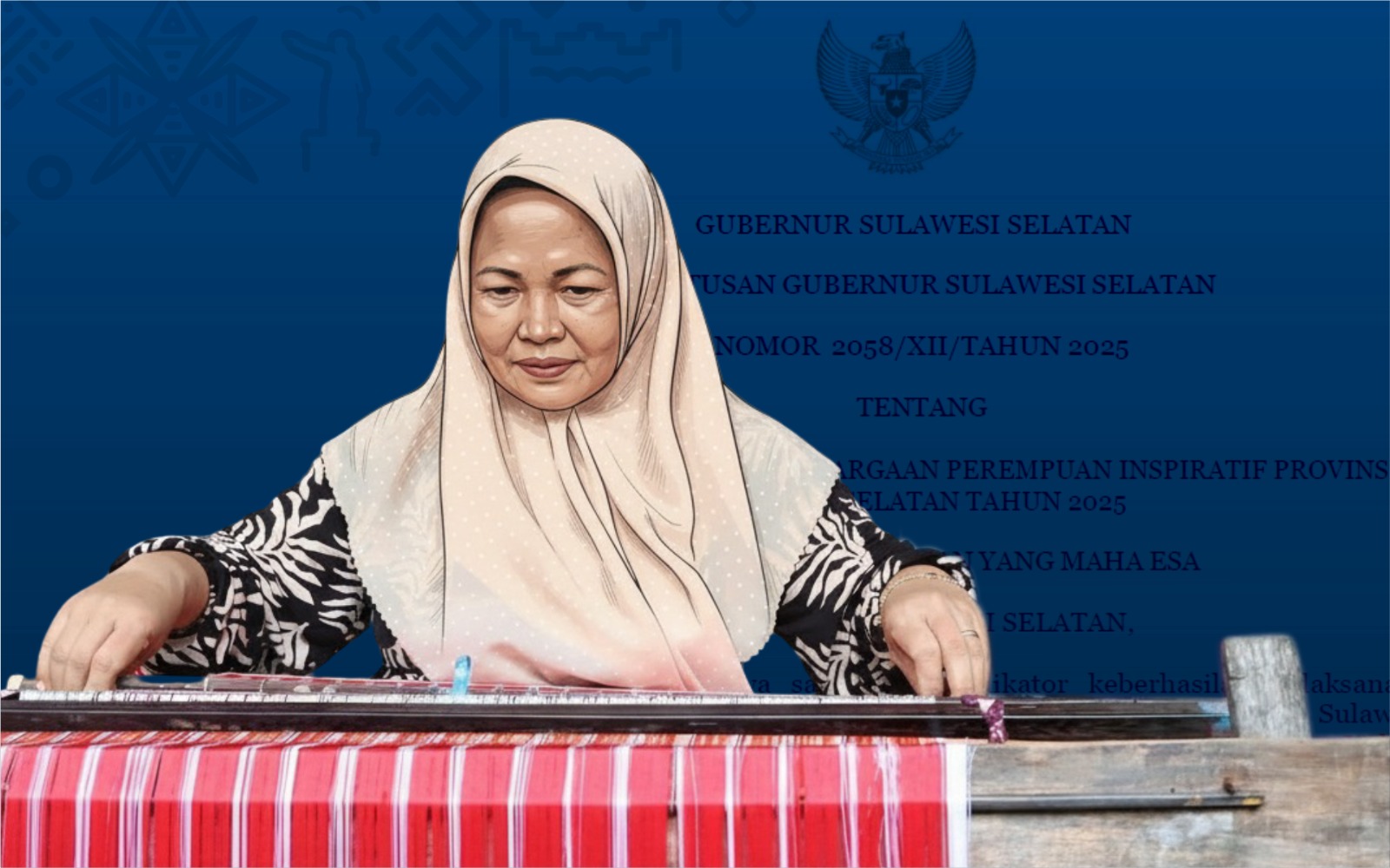 Asmaniah, Penggerak Tenun Lero dari Pinrang Raih Penghargaan Perempuan Inspiratif Sulsel 2025