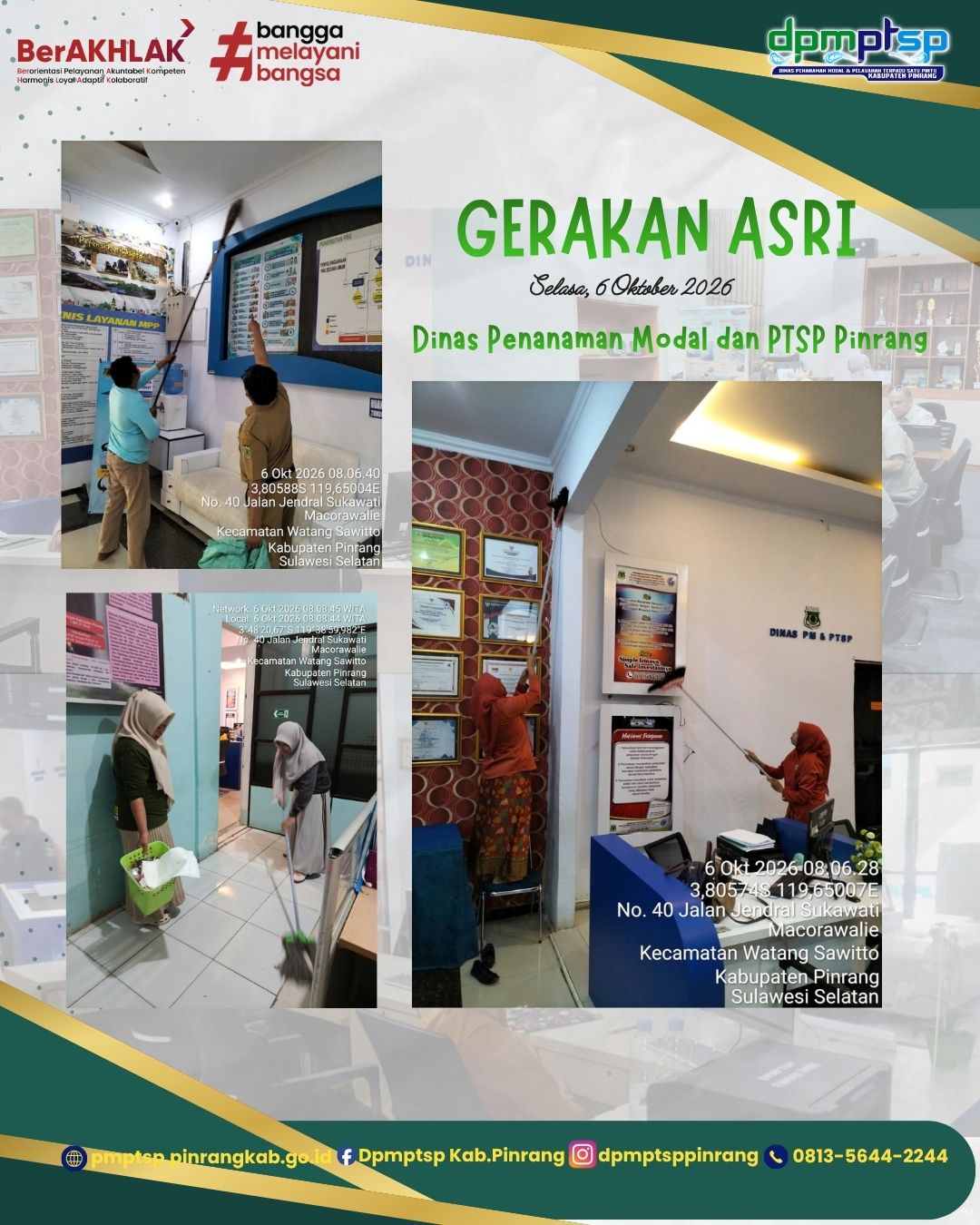 Gerakan ASRI DPMPTSP Pinrang: Bersih Dan Rapi Dimulai Dari Ruang Kerja