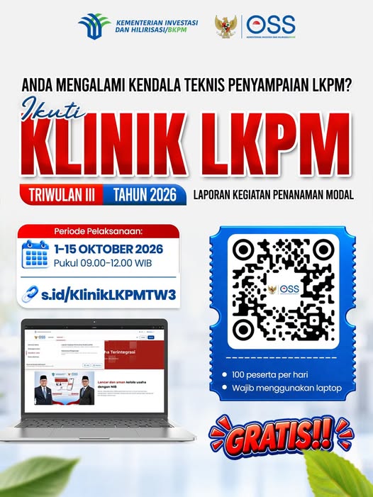 Butuh Pendampingan Saat Menyampaikan LKPM? Yuk, Ikuti Klinik LKPM Triwulan III Tahun 2026