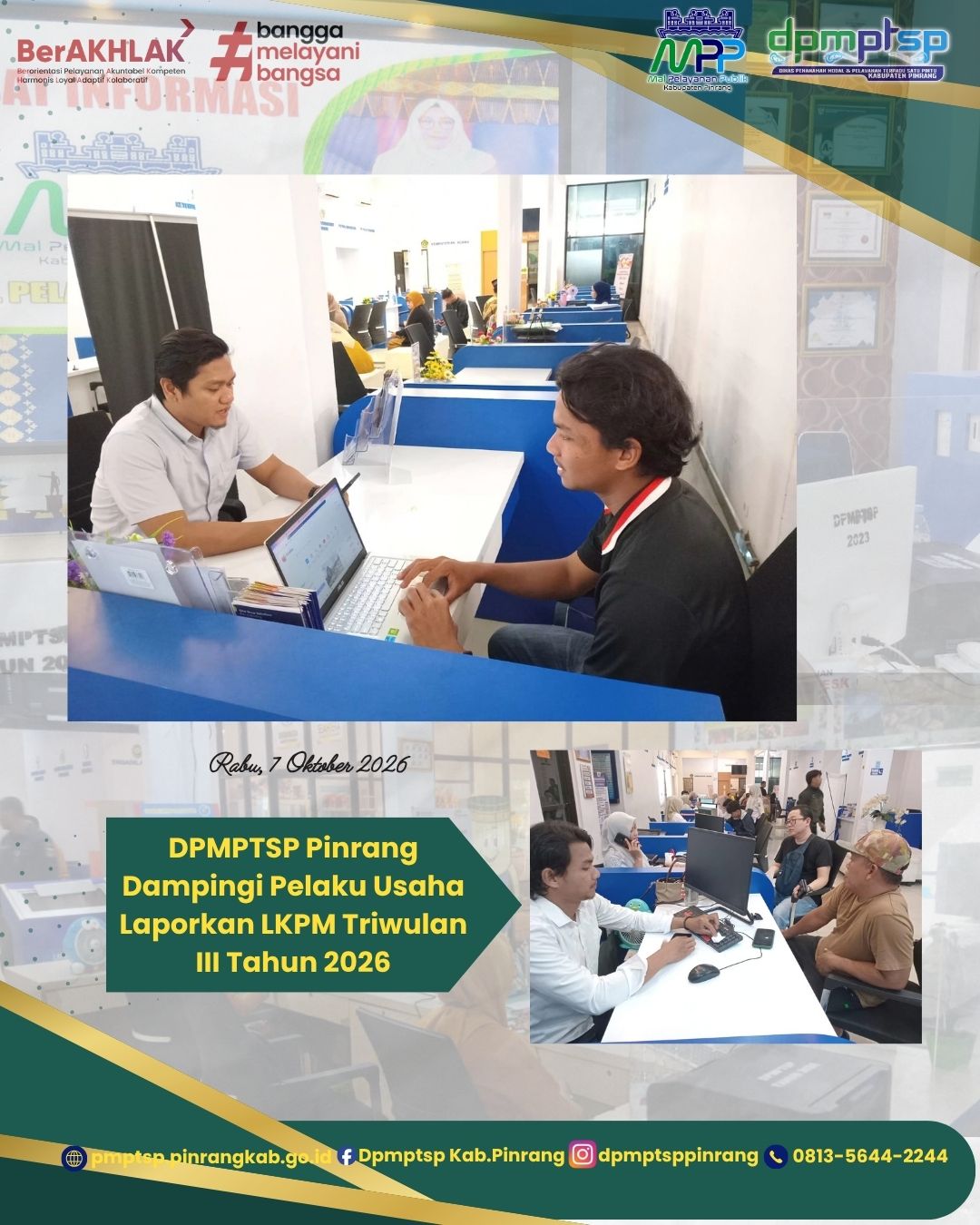 DPMPTSP Pinrang Dampingi Pelaku Usaha Laporkan LKPM Triwulan III Tahun 2026