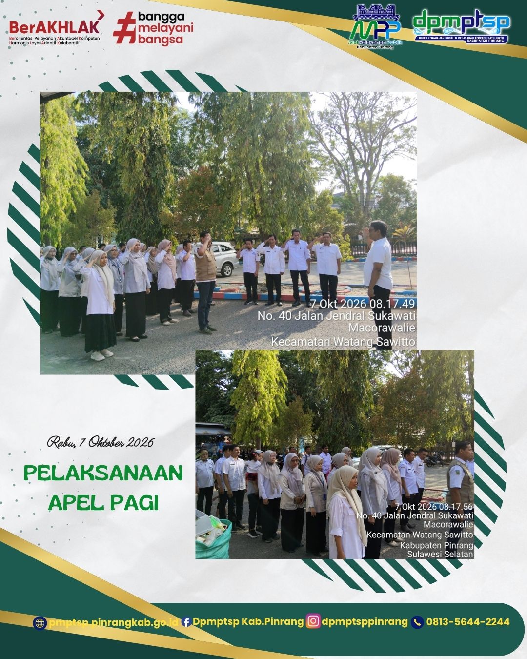 Awali Aktivitas dengan Apel Pagi, DPMPTSP Pinrang Perkuat Disiplin dan Kesiapan Pelayanan
