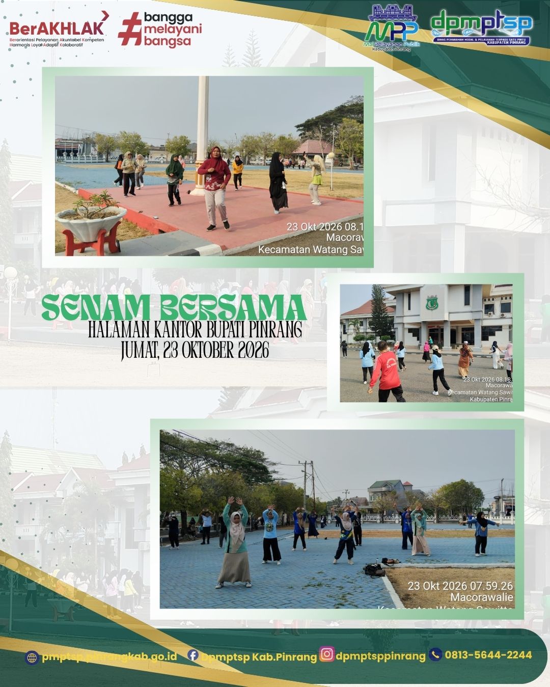 Jaga Kebugaran dan Semangat Kerja, ASN DPMPTSP Pinrang Ikuti Senam Bersama